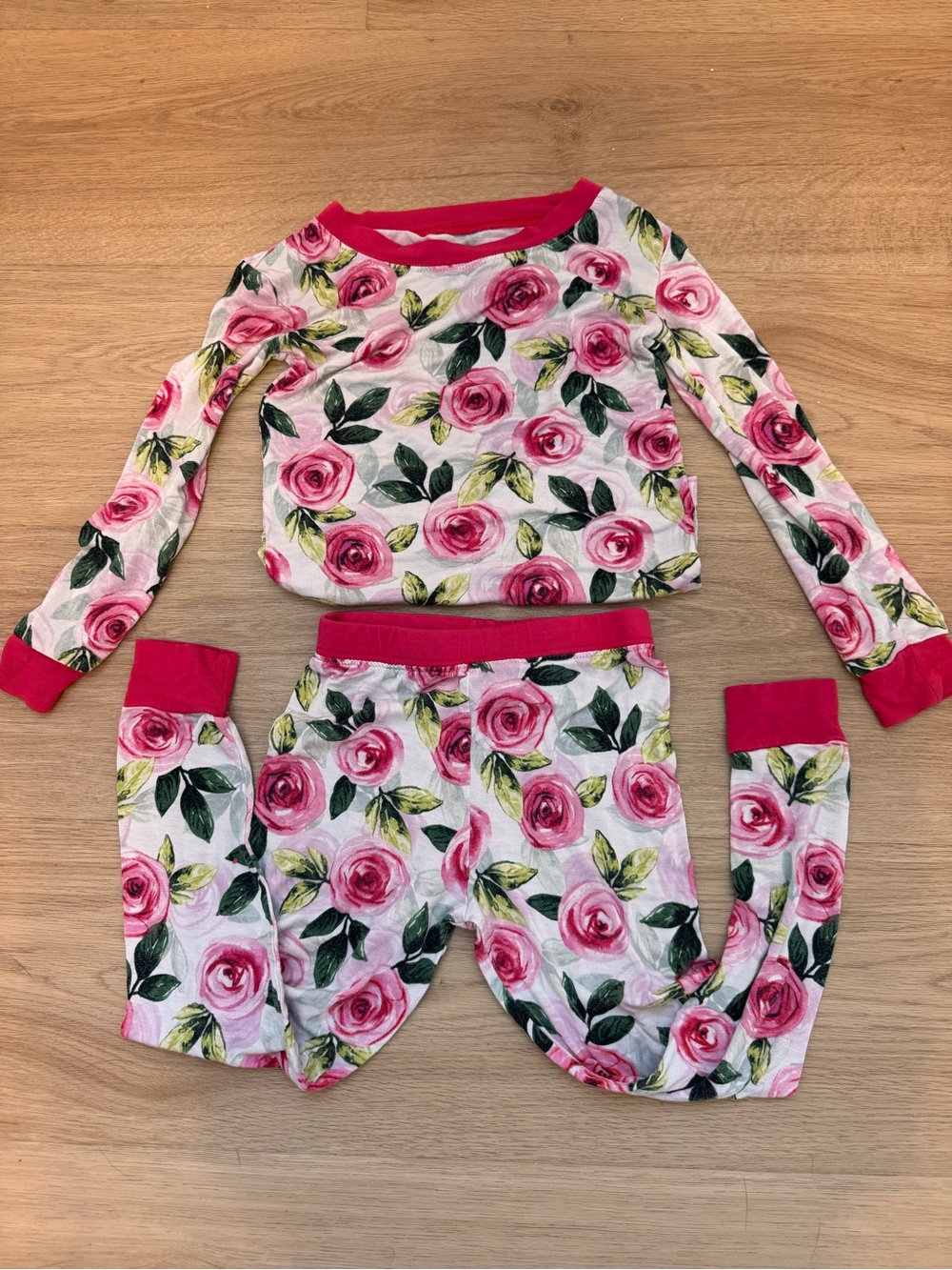 Little Sleepies Pink Rose Floral Long Sleeve Pajama Set